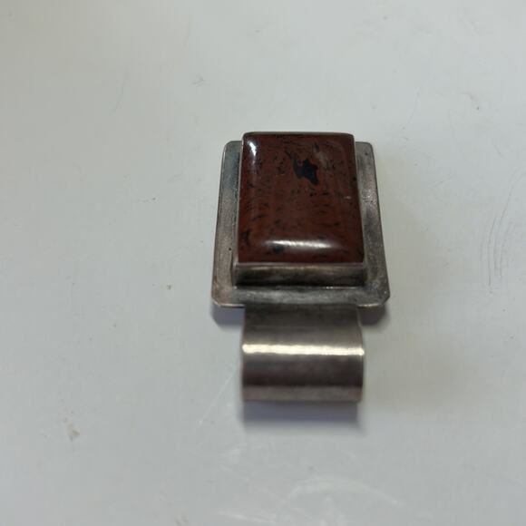 Taxco Mexico TS-94 925 Sterling Silver Mahogany Obsidian Pendant - Picture 3 of 7